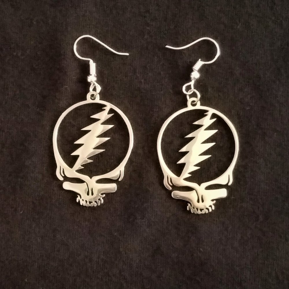 3 Piece Grateful Dead Steal Your Face Gift Set Earrings, Bracelet & Necklace - Picture 6 of 9